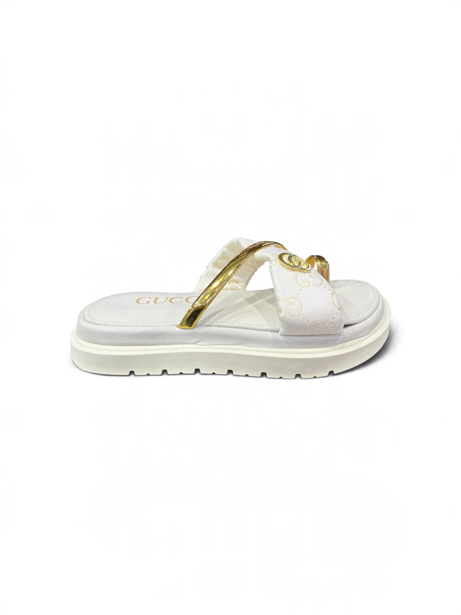 SANDÁLIA  DE DEDO GUCCI ( BRANCO/DOURADO )