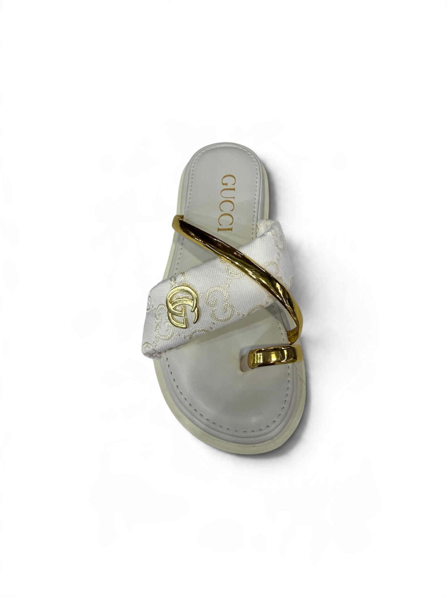 SANDÁLIA  DE DEDO GUCCI ( BRANCO/DOURADO )