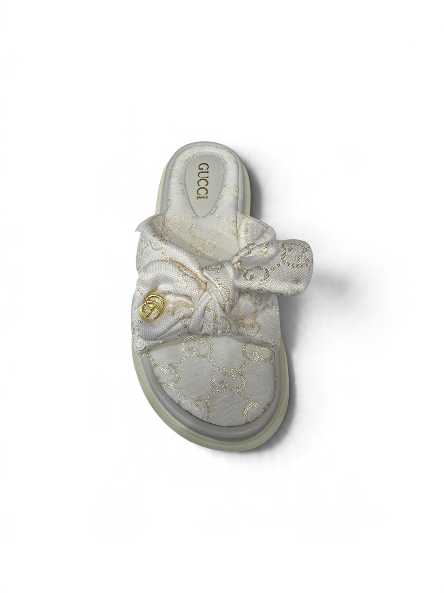 SANDÁLIA GUCCI ( BRANCO/ DOURADO )